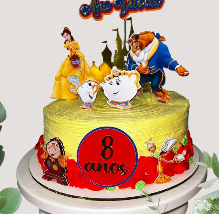 Bolo infantil tema Bela e a Fera